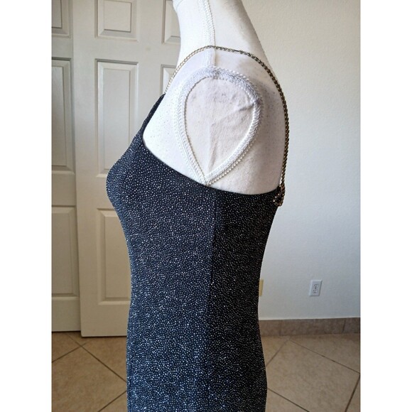 VTG 90s Dave & Johnny Maxi Dress Glitter   Rhinestone Straps 5/6 Formal Evening - Picture 9 of 16
